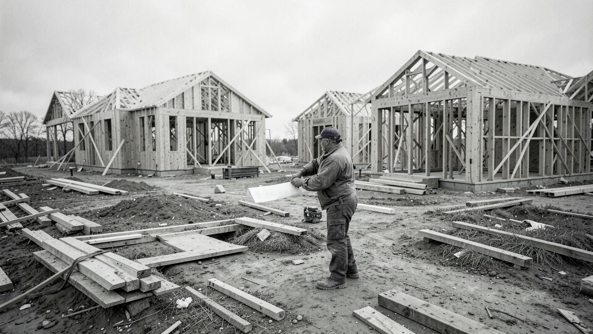 Homebuilders framing new houses on a residential jobsite